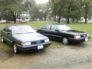 200 turbo Quattros... black one was my mom's that I wrecked... :( Green one was a co-worker's, taken out by a drunk driver :(